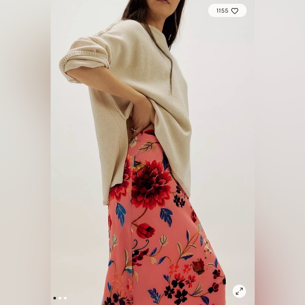 NWT Free People "Secret Garden Midi Skirt"